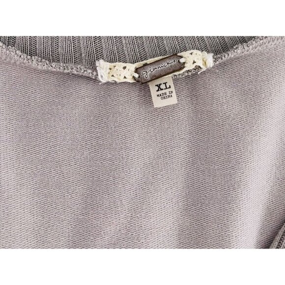 Gimmicks Womens XL Beige Gray Sweater With Crochet long Sleeves Buckle BKE - Picture 3 of 5